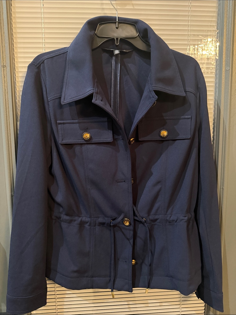 White House Black Market Navy Utility Jacket with Gold Buttons